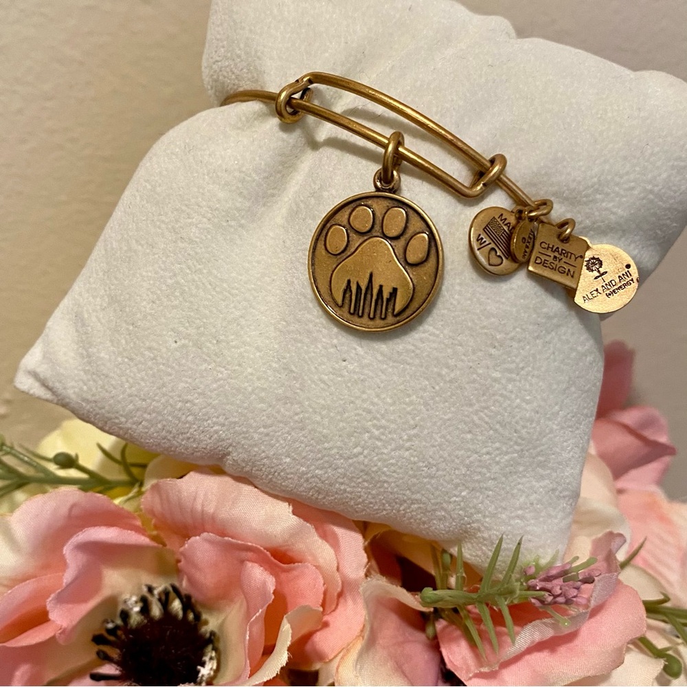 Alex and Ani Bear Paw Expandable Bangle in Rafaelian Gold Finish